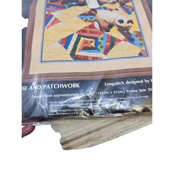 NEW Monarch Horizons 16x20 Siamese Cat Patchwork Long Stitch Needlepoint Kit